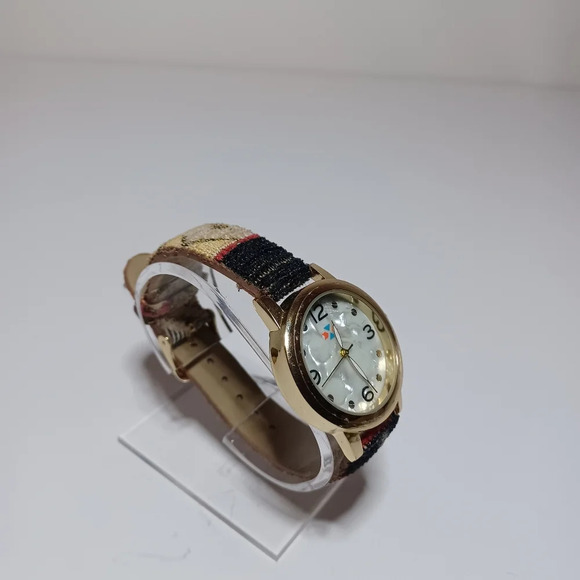 CANYON SKY Watch Southwest Inspiration Tribal Fabric Band Gold Tone MOP Dial - Picture 3 of 9